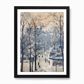 Winter City Park Painting Ueno Park Tokyo 3 Art Print