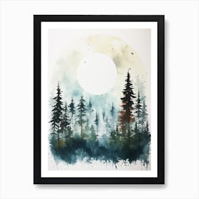 Watercolour Painting Of Bialowieza Forest   Poland And Belarus3 Art Print
