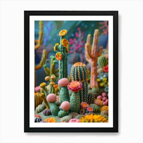 crochet cactus Art Print