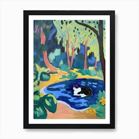 Painting Of A Cat In Descanso Gardens, Usa In The Style Of Matisse 02 Art Print