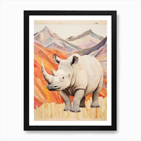 Patchwork Colourful Rhino 1 Art Print