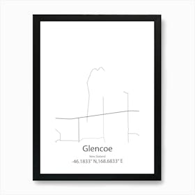 Glencoe,New Zealand Minimalist Map Art Print