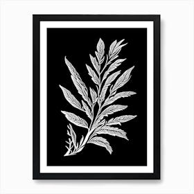 Summer Savory Leaf Linocut 1 Art Print