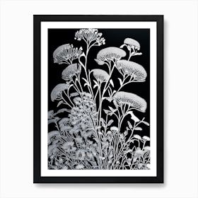 Queen Anne's Lace Wildflower Linocut 1 Art Print