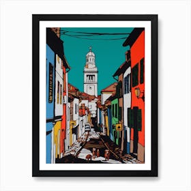 Painting Of A Cape Town With A Cat In The Style Of Of Pop Art 1 Art Print