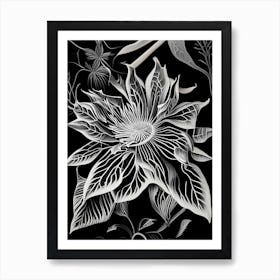 Passionflower Leaf Linocut 2 Art Print