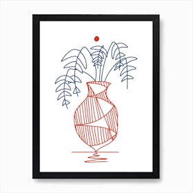 Plant In Red Vase Art Print