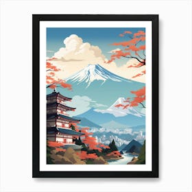 Mountains And Hot Springs Japanese Style Illustration 12 Art Print