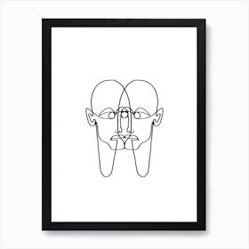 Face Two Face Line Art Print