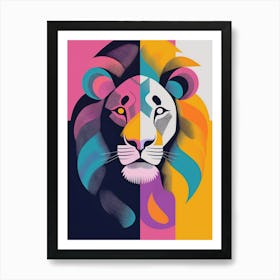 Colourful Lion Portrait Art Print