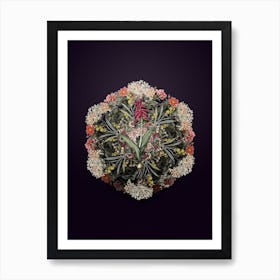 Vintage Lachenalia Pendula Flower Wreath on Royal Purple n.2525 Art Print