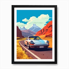 A Porsche 911 In The Andean Crossing Patagonia Illustration 1 Art Print