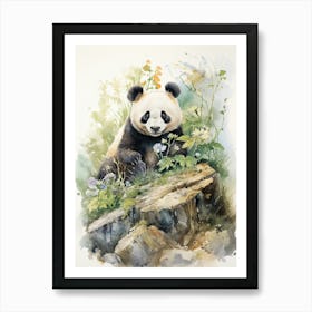 Panda Art Solving Puzzles Watercolour 4 Art Print