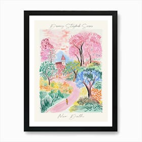 Poster Of New Delhi, Dreamy Storybook Illustration 3 Art Print