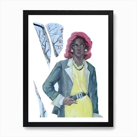 AFRICAN AMERICAN WOMAN IN SUIT COLLAGE Art Print