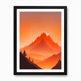 Misty Mountains Vertical Composition In Orange Tone 177 Art Print