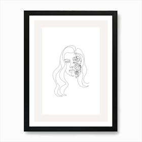 Face Of A Woman Monoline Asthetic Mnimalist Drawing Art Print