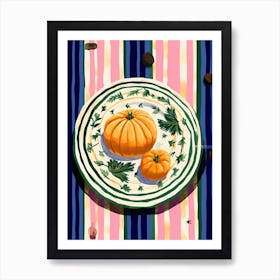 A Plate Of Pumpkins, Autumn Food Illustration Top View 15 Art Print