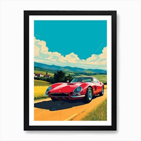 A Ferrari 250 Gto In The Tuscany Italy Illustration 4 Art Print