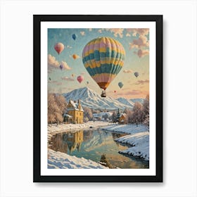 Winter Hot Air Balloons no2 Art Print