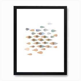 Beige Blue Abstract 02 Art Print