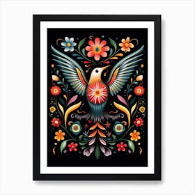 Folk Bird Illustration Hummingbird 4 Art Print