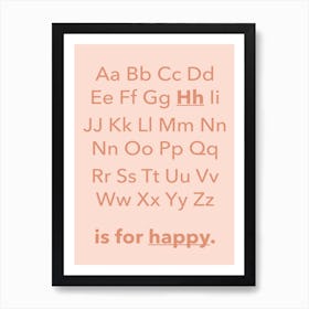 Abc Alphanet Happy Children's Pink Pastel Art Print