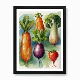 Watercolor Vegetables Art Print