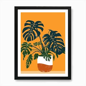 Monstera Plant Minimalist Illustration 8 Art Print