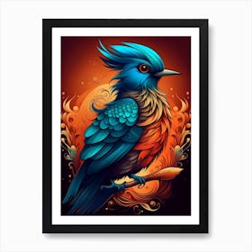 Bird With Blue Feathers Art Print