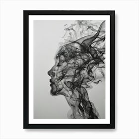 Smoke Portrait Of A Woman 3 Art Print