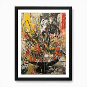 Gladoli With A Cat 4 Abstract Expressionism  Art Print