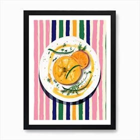 A Plate Of Pumpkins, Autumn Food Illustration Top View 0 Art Print