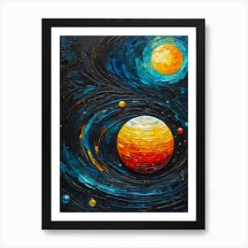 Planets In Space Abstract Paint Vibrant colors 1 Art Print