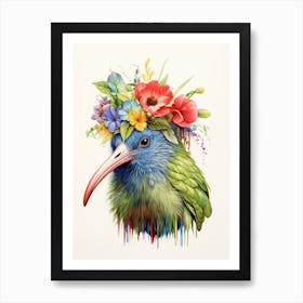 Bird With A Flower Crown Kiwi 6 Art Print