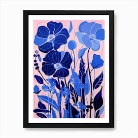 Blue Flower Illustration Gladiolus 2 Art Print