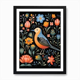 Folk Bird Illustration Dunlin 1 Art Print