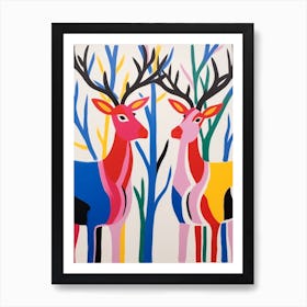 Colourful Kids Animal Art Caribou 2 Art Print