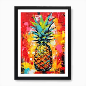 Graffiti Groove: Pineapple in Basquiat Style Art Print