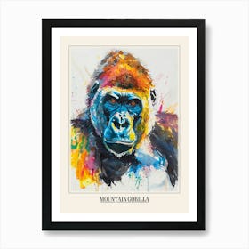 Mountain Gorilla Colourful Watercolour 1 Poster Art Print