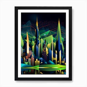 Cityscape At Night Art Print