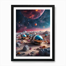 Spaceships On The Moon Art Print