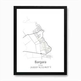 Bargara,Australia Minimalist Map Art Print