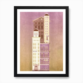 Crockett Hotel Burgundy & Flat Gold Risograph Art Print