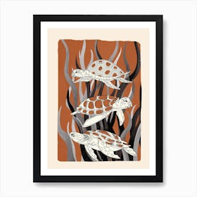 Turtles in Seagrass 2 Art Print