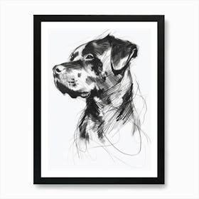 Rottweiler Dog Charcoal Line Art Print