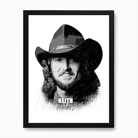 Keith Whitley American Country Musician in Grayscale Illustration Art Print