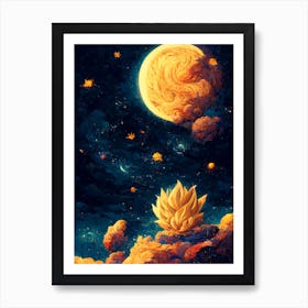 Dragon Ball Songoku Starry Night Galaxy Art Print