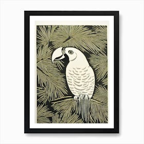 Parrot 3 Linocut Bird Art Print