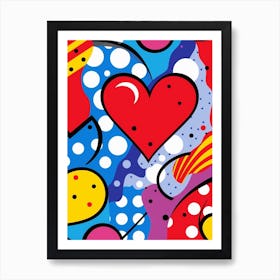 Polka Dot Pop Art Heart Lines 2 Art Print